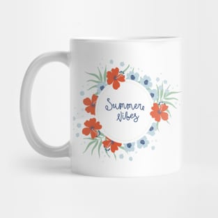 Round floral wreath with bold naive art tropical flowers Mug